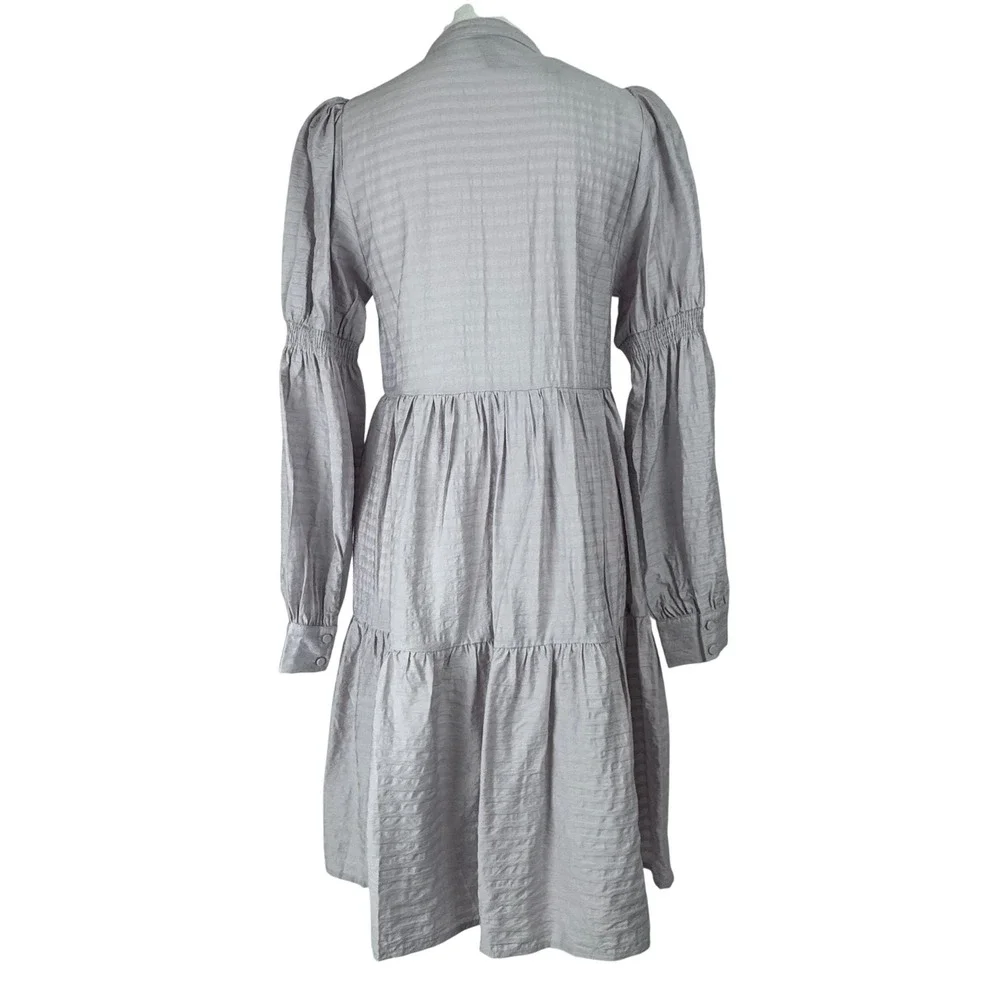 Y.A.S Yasluisa Long Sleeve Shirt Dress Ruffle Tiered Lilac Marble Women Sz UK 8‎